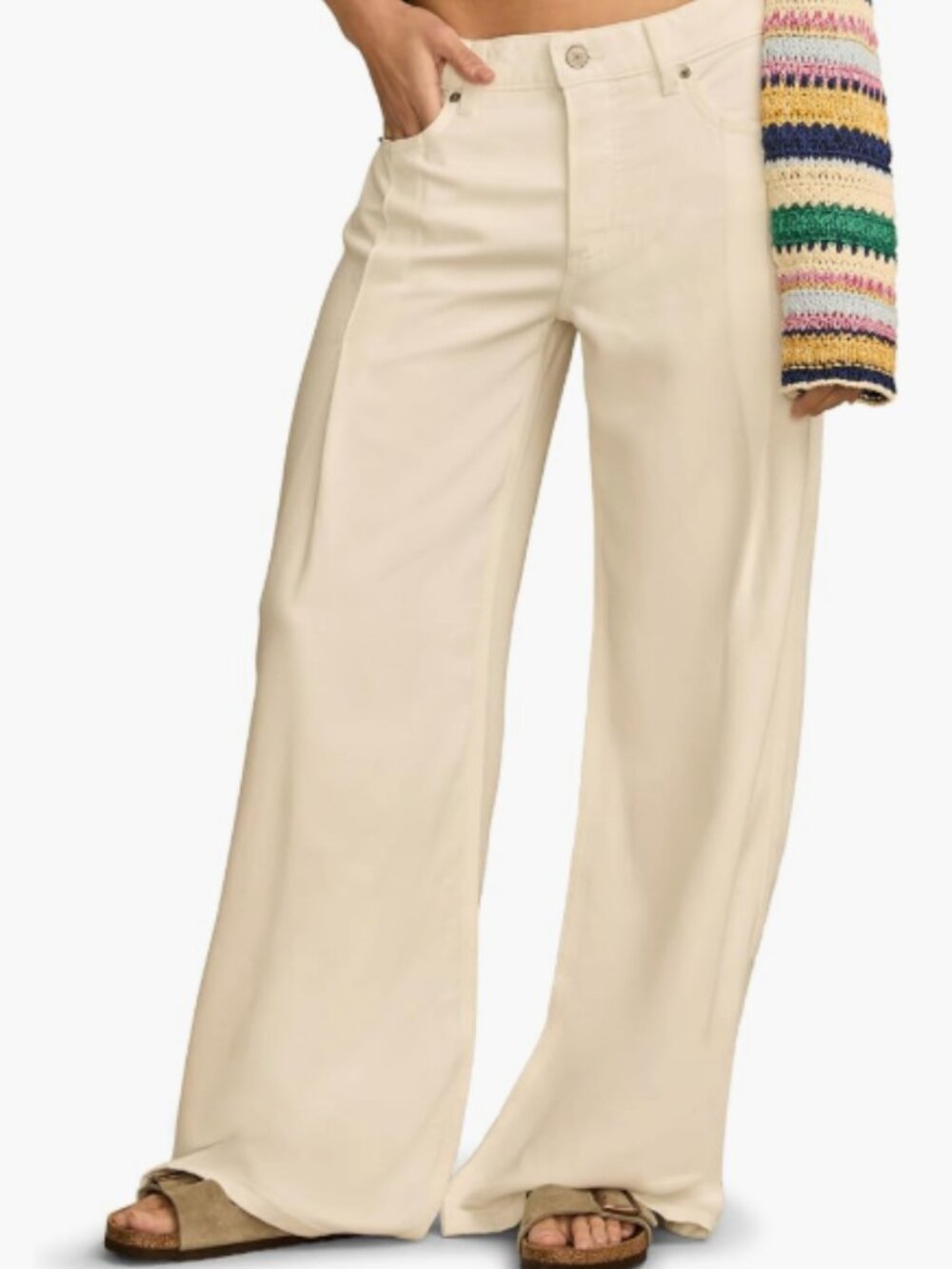 Lucky Brand Denim Luxe Palazzo Pleated Wide-Leg Jeans – Spring White Wash